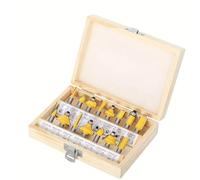 15 fraises en carbure de tungstène - Queue de 6,35 mm for le détourage et la coupe droite du bois (15pcs-Wooden box)