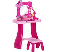 15 PCS Coiffeuse enfant avec tabouret et miroir, lumiššre, musique, microphone, sššche-cheveux, espace de rangement