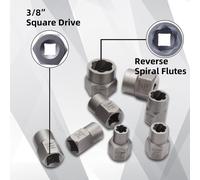 15 pcs. extracteur de vis noix noix à douille extracteur à gauche 8-19mm Cr-Mo