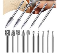 15 pcs Fraises Rotatives Ensemble, HSS Burrs Rotatives Embouts de Fraisage Outil Routage de Bois Accessoires Outil Rotatif 3mm Tige pour le Travail du Bois, la Sculpture, le Perçage de Bricolage