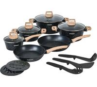 15-Piece Granite Non-Stick Cookware Set, Wood Handles