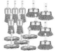 15 Pièces Brosse Métallique pour Perceuse, Nettoyage et Polissage | Accessoire de Ponçage, Acier Zingué Noir, Brosse Rotative, Usage Atelier, Finition et Entretien