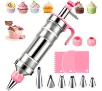 15 Pièces Douille Patisserie Professionnel Accessoire Patisserie, Poche à Douille Acier Inoxydable Avec 6 Buses,Seringue Patisserie avec Brosse De Nettoyage,3 Spatules à Crème Au Beurre,Pour Cupcakes