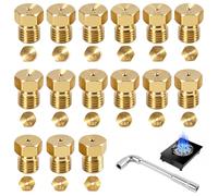 15 Pièces Gicleur Gaz Butane Universels avec e Montage L7mm, Injecteurs Laiton 0.5/0.65/0.7/0.87/0.9/0.95/1.02/1.1 mm pour Gazinière, Gicleur Gaz Propane Plaque de Cuisson et Brûleur GPL