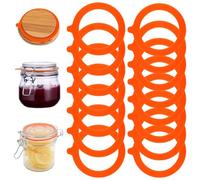 15 Pièces Joint Bocaux le Parfait en Silicone, 9,5CM Caoutchouc Bocaux le Parfait, Remplacement de Joints de Bocal, Joints de Bocal en Silicone Universelles, Rondelles le Parfait, Anti-fuites, Orange