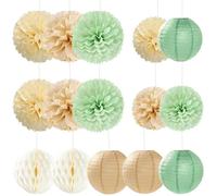 15 Pièces Lanterne Papier Rondes Lanterne Exterieur Boule Lumineuse Jardin Suspension Luminaire pour Vert P LAMPION DE DECO DE FETE
