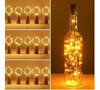 15 pièces LED Bouteille Lumières,LED Bouteille Guirlande,2m 20 LED Lampes de Bouteille Lumière Fil en Cuivre Décoration Blanc Chaud