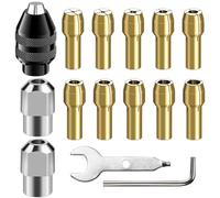15 Pièces Mandrin Universel Autoserrant,kit d'écrous de serrage, petit foret électrique de 0,8 à 3,2 mm, adaptateur pour outils rotatifs et meuleuse électrique (M8 x 0,75 mm de long)