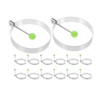 15 Pièces Moule à Œufs Rond en Acier Inoxydable | Usage Polyvalent, Opération Simple, Couleur Argenté, pour Occasions Festives et Déjeuner, Pinceau