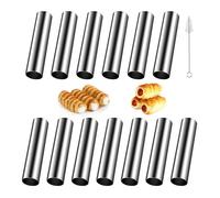 15 Pièces Moule Cannoli Acier Inoxydable, Crème Pâtissière Tube, Moule Croissant Vis Brosse Nettoyage Feuilletés Gâteau QIEDOVIEY
