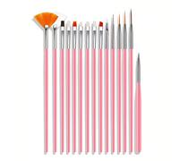 15 pièces/sac Pinceau professionnel pour la décoration des ongles, peinture, dessin, gravure, pointillage. Stylo plat, pinceau éventail, liner pour manucure. Accessoires pour vernis acrylique, gel UV 