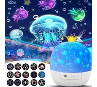 15 pièces/set Lampe à projection océanique fluorescente, projecteur de chambre d'enfant, projecteur de ciel étoilé, veilleuse enfant style méduse rotative à 360°, convient pour les cadeaux d'anniversa
