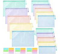 15 pochettes imperméables pour documents A4, A5 et A6, 5 couleurs