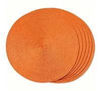 15 pouces Natte de table tressée en PP orange, natte de table ronde tressée, tapis résistant à la chaleur, natte décorative, best-seller, options de couleurs multiples, nappe, natte de table résistant