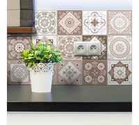 15 Stickers adhésifs carrelages |Sticker Autocollant Carreaux de Ciment - Mosaïque carrelage Mural Salle de Bain et Cuisine | Carreaux de Ciment adhésif Mural - azulejos - 20 x 20 cm - 15 pièces