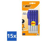 15 stylos bille BIC M10 originaux avec mécanisme à clic - Bleu - Pointe de 1 mm - Pack économique - 15 pièces