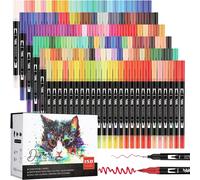 150 couleurs Stylos-pinceaux à double pointe, set de marqueurs pour l'art. Marqueurs à pointe fine pour le coloriage pour adultes, les journaux à puces, le dessin, la calligraphie et l'écriture Taille