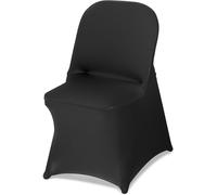 150 housses de chaise noires, housses de chaise en polyester et Élasthanne, housses extensibles pour banquet de mariage, dîner, banquet, housses de chaise à devant plat, s'adaptent aux chaises mesuran