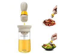 150 ml Bouteille de distributeur d'huile d'olive en verre avec brosse - Bouteille d'huile 2-en-1 et brosse à huile en silicone, convient pour la cuisson, le vinaigre, le grillage, la friture, couleur 