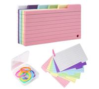 150 PCS Cartes de Révision Perforées | A6 Fiche Bristol 7.5 x12.5cm, Fiches d'Index Lignées avec 8 Anneaux de Reliure, Prise de Notes Etude Travail 6 Couleurs