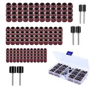150 Pièces Manchons Abrasifs, Tambour de Ponçage | Comprenant 144 Pièces Bandes de Ponçage (Grain 80/120) et 6 Pièces Tambour Mandrin pour Dremel Outils Rotatifs