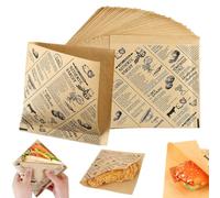 150 Pièces Sacs à Hamburgers en Papier, 15 x 15 cm Sacs à Frites, Sachet Sandwich Papiers, Sac à Kraft Résistant à la Graisse pour Sandwich Burger Frites (A)