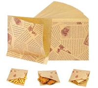 150 Pièces Sacs à Hamburgers en Papier, 15 x 15 cm Sacs à Frites, Sachet Sandwich Papiers, Sac à Kraft Résistant à la Graisse pour Sandwich Burger Frites (D)