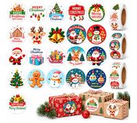 1500 Autocollant Noel 3 Rouleaux, Etiquettes Autocollantes Noel 2,5 Cm | Papier imprimé, 3 rouleaux de 500 pièces en 2,5 cm, pour cadeaux et cartes, etiquette noel et gommettes noel festives