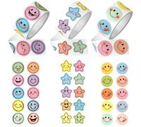 1500 Gommettes Autocollants Sourire Etoiles pour Récompense Enseignant | 30 Styles - Matériau Synthétique Imperméable - Parents pour Motiver Les École - Stickers Scrapbooking Carnet Récompense