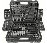151/46 pièces Ensemble d'outils mécaniques complet - Douilles profondes et standard de 1/4", 3/8", 1/2", Jeu de clés à cliquet, Douilles en S2 et CR-V, Kit de réparation automobile et d'entretien ména