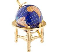 152 cm bleu lapis-lazuli océan mini tablette pierre précieuse globe - art unique avec trépied doré