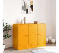 (15210)Commode - contemporain - Buffet rangement - jaune moutarde 99x39x73 cm acier ,poid:23.45 kg
