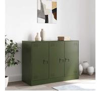 (15211)Commode - contemporain - Buffet rangement - vert olive 99x39x73 cm acier ,poid:23.45 kg
