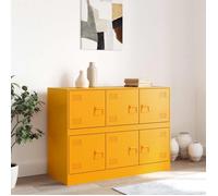 (15219)Commode - contemporain - Buffet rangement - jaune moutarde 99x39x73 cm acier ,poid:23.78 kg