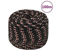 152358 vidaXL Corde de bateau Noir 14 mm 100 m Polypropylène