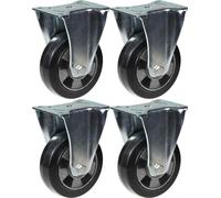 152mm 6" castor black rubber fixed strong 1320kg capacity, set of 4