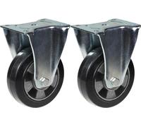 152mm 6" castor black rubber fixed strong 660kg capacity, set of 2