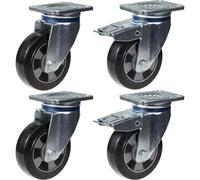 152mm 6" castor black rubber swivel & brake strong 1320kg capacity, set of 4