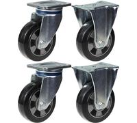 152mm 6" castor black rubber swivel & fixed strong 1320kg capacity, set of 4