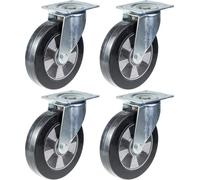 152mm 6" castor black rubber swivel strong 1320kg capacity, set of 4