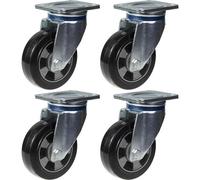 152mm 6" castor black rubber swivel strong 1320kg capacity, set of 4