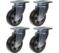 152mm 6" castor black rubber swivel strong 1320kg capacity, set of 4