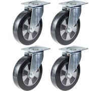 152mm 6" castor black rubber swivel strong 1320kg capacity, set of 4