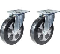 152mm 6" castor black rubber swivel strong 660kg capacity, set of 2