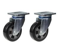 152mm 6" castor black rubber swivel strong 660kg capacity, set of 2