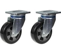 152mm 6" castor black rubber swivel strong 660kg capacity, set of 2