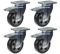 152mm 6" castor black rubber swivel with brake strong 1320kg capacity, set of 4