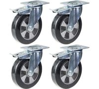 152mm 6" castor black rubber swivel with brake strong 1320kg capacity, set of 4