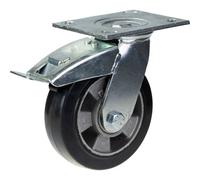 152mm 6" castor black rubber swivel with brake strong 660kg capacity, set of 2