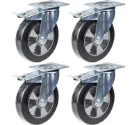 152mm 6" roulettes pivotantes en caoutchouc noir avec frein, capacité de charge de 1320kg, jeu de 4